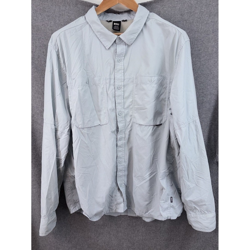 REI Sahara Tech Vented Fishing Shirt Green Long Sleeve Button Up Men's XXL 2XL - Picture 2 of 9